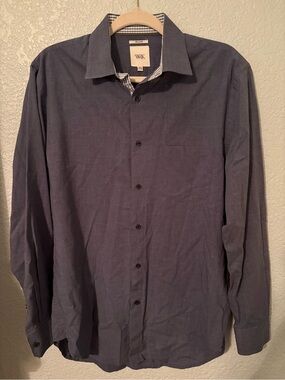 WRK Dress Shirt Mens 15.5 34/35 Blue Melange Cotton Long Sleeve Career Preppy